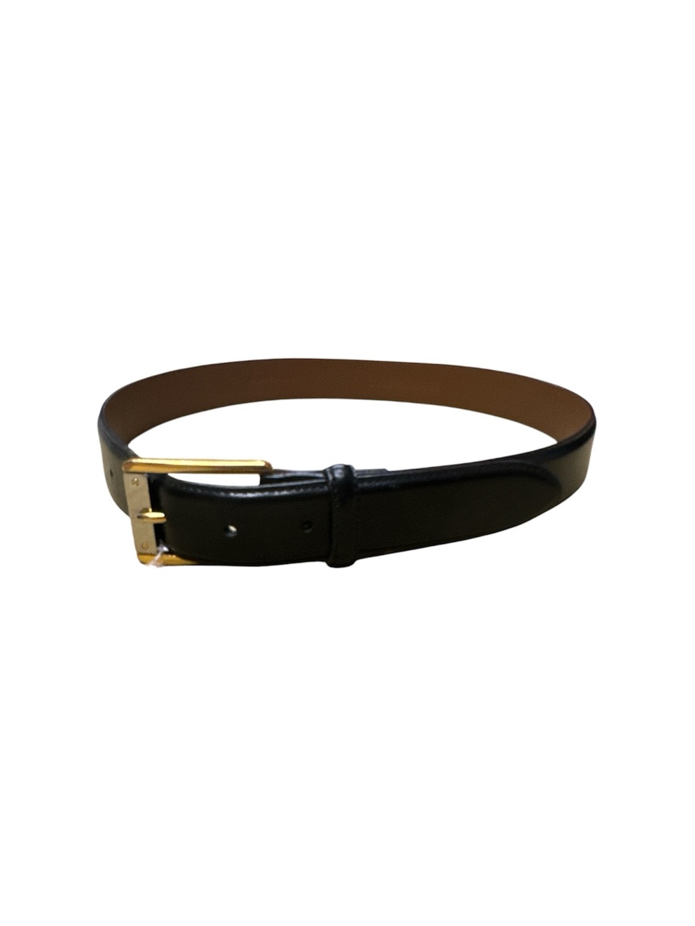 Ralph Lauren Black Leather Belt with Gold Buckle Size S